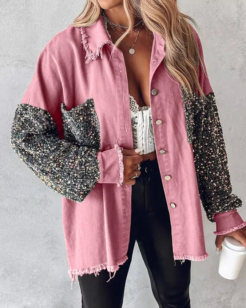 Jacket with spring collar for women