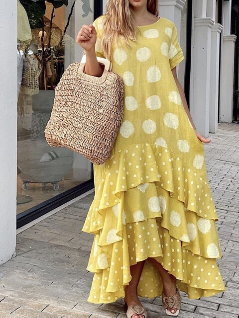 Boho dress with polka dot print