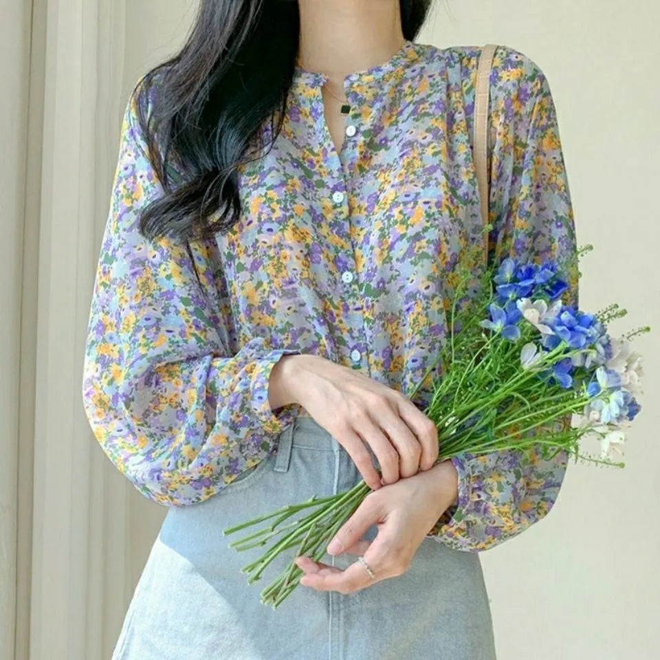 Chiffon blouse with print