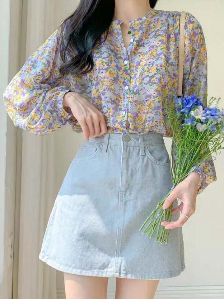 Chiffon blouse with print