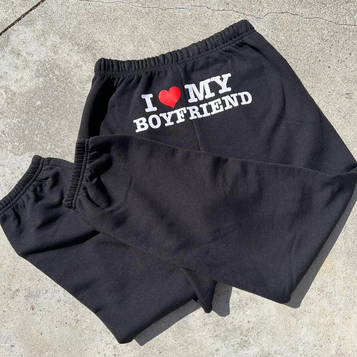 Women's - Comfortable Jogging Trousers - Soft Fabric - "I Love My Boyfriend" - Perfect for Casual Wear