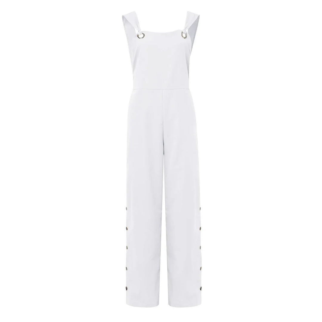 Summer jumpsuit with sleeveless twisted knots and pockets