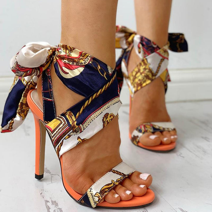 Women's - Mixed Colour Peeptoe Stiletto Heels - Stylish, Eye-Catching Design - Perfect for Any Occasion