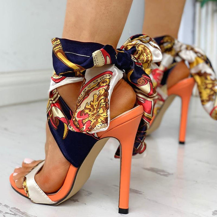 Women's - Mixed Colour Peeptoe Stiletto Heels - Stylish, Eye-Catching Design - Perfect for Any Occasion