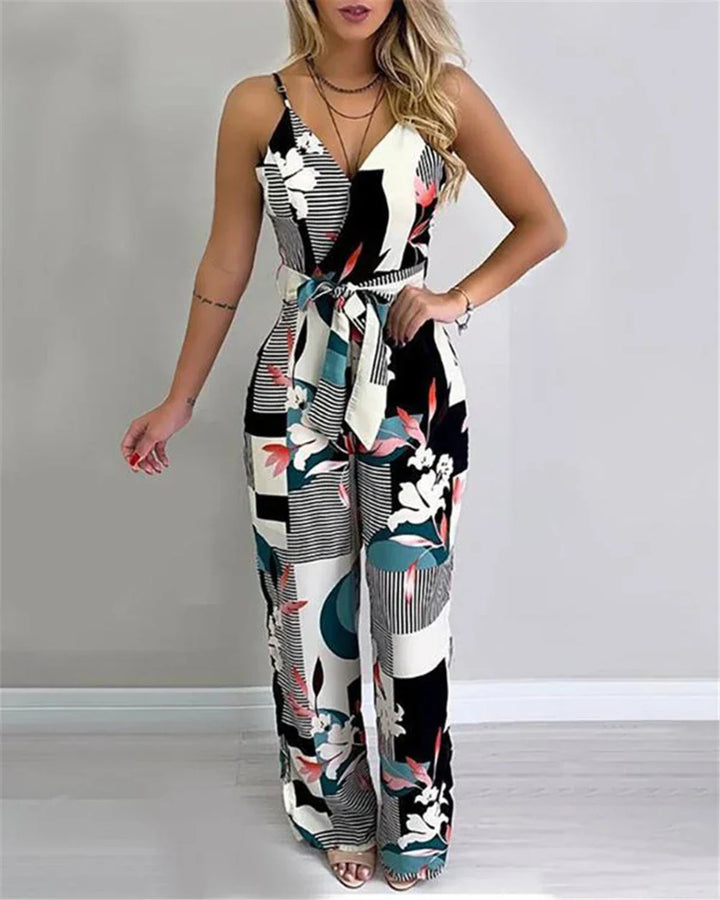 Printed jumpsuit with floral pattern