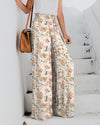 Women's - Lightweight Floral Trousers - Breathable Fabric - Stylish and Comfortable Everyday Wear