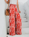 Women's - Lightweight Floral Trousers - Breathable Fabric - Stylish and Comfortable Everyday Wear