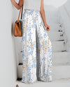 Women's - Lightweight Floral Trousers - Breathable Fabric - Stylish and Comfortable Everyday Wear