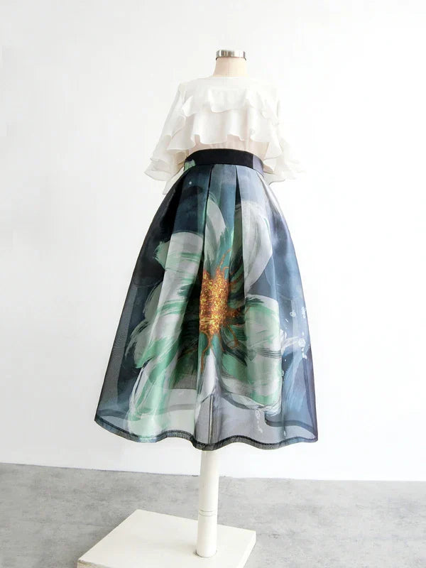 Organza skirt with floral print