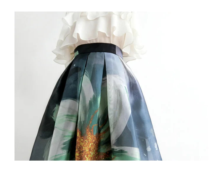 Organza skirt with floral print