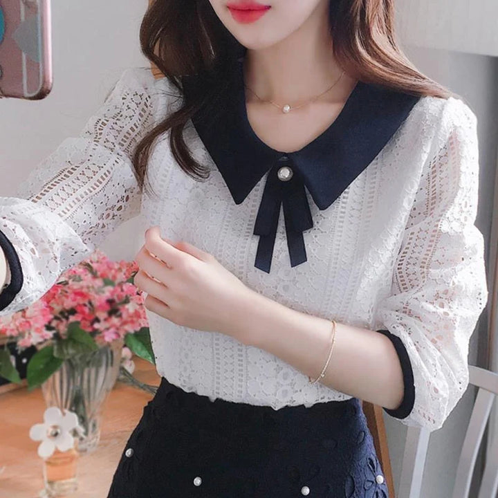 Lace blouse with Peter Pan collar