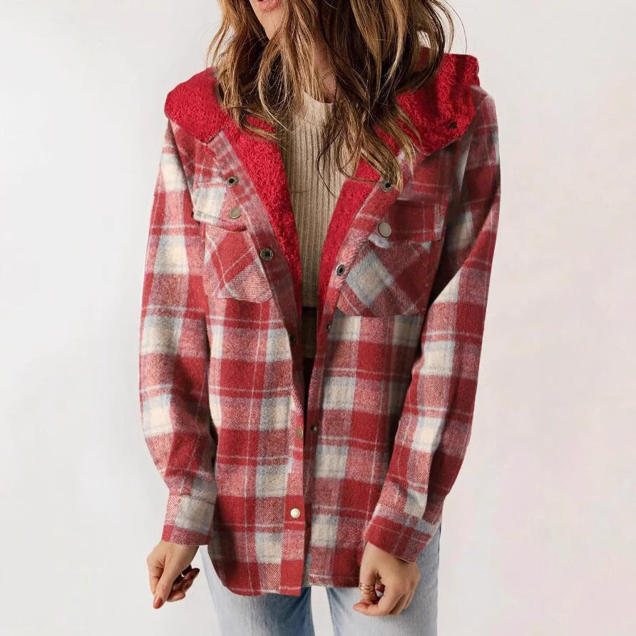 Women's - Coat - Wool Blend - Hooded Design & Thick Warm Lining