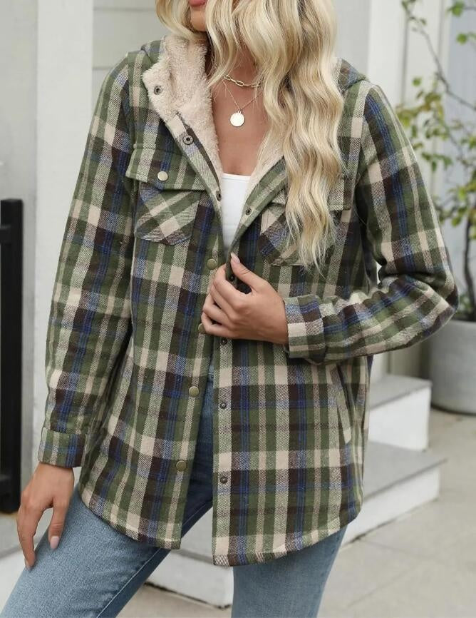 Women's - Coat - Wool Blend - Hooded Design & Thick Warm Lining