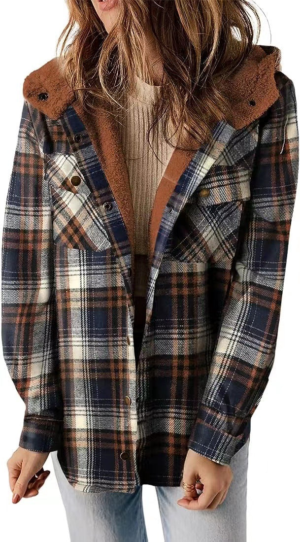 Women's - Coat - Wool Blend - Hooded Design & Thick Warm Lining
