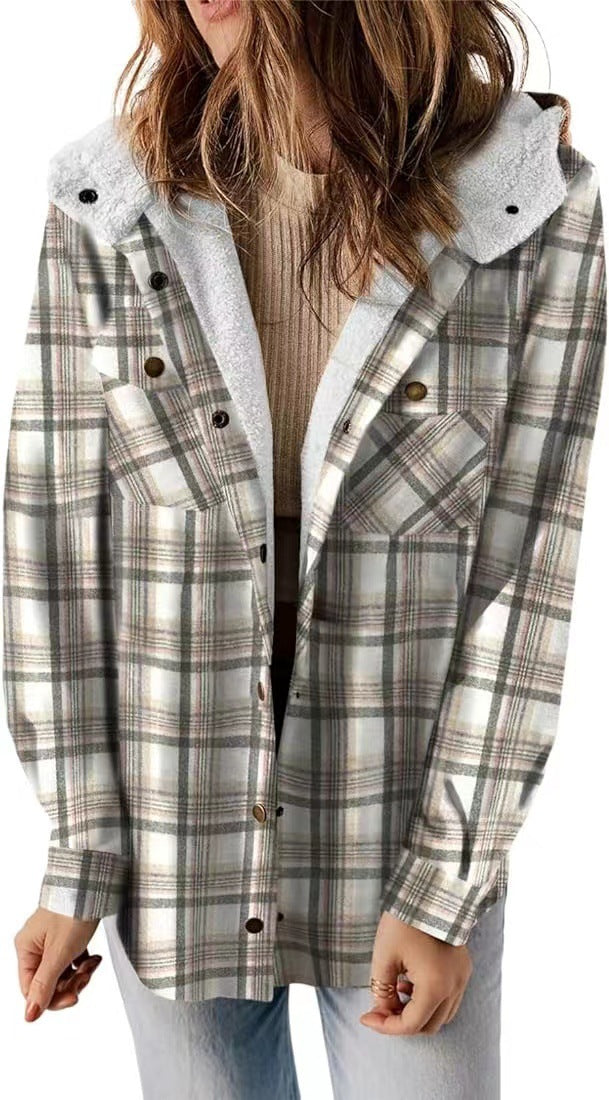 Women's - Coat - Wool Blend - Hooded Design & Thick Warm Lining