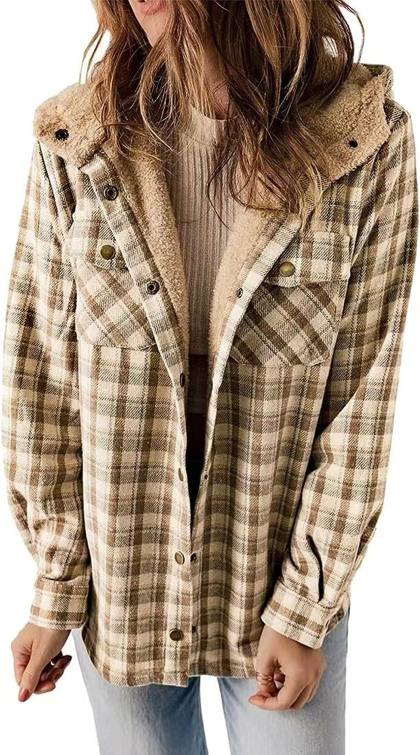 Women's - Coat - Wool Blend - Hooded Design & Thick Warm Lining