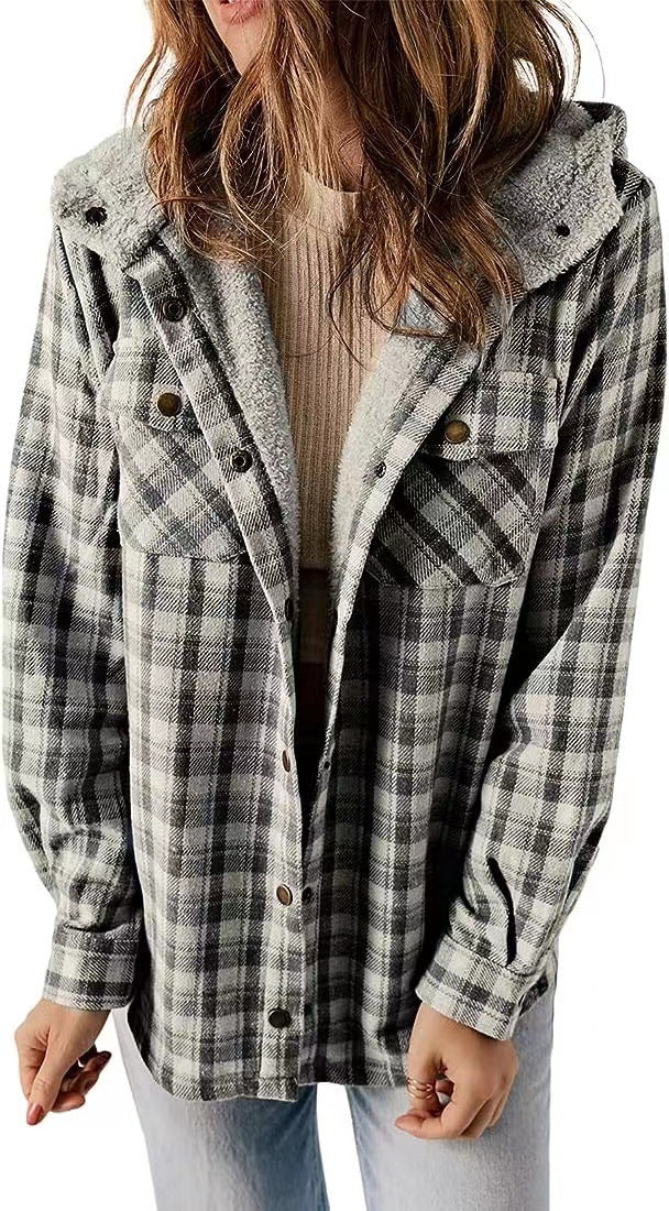Women's - Coat - Wool Blend - Hooded Design & Thick Warm Lining