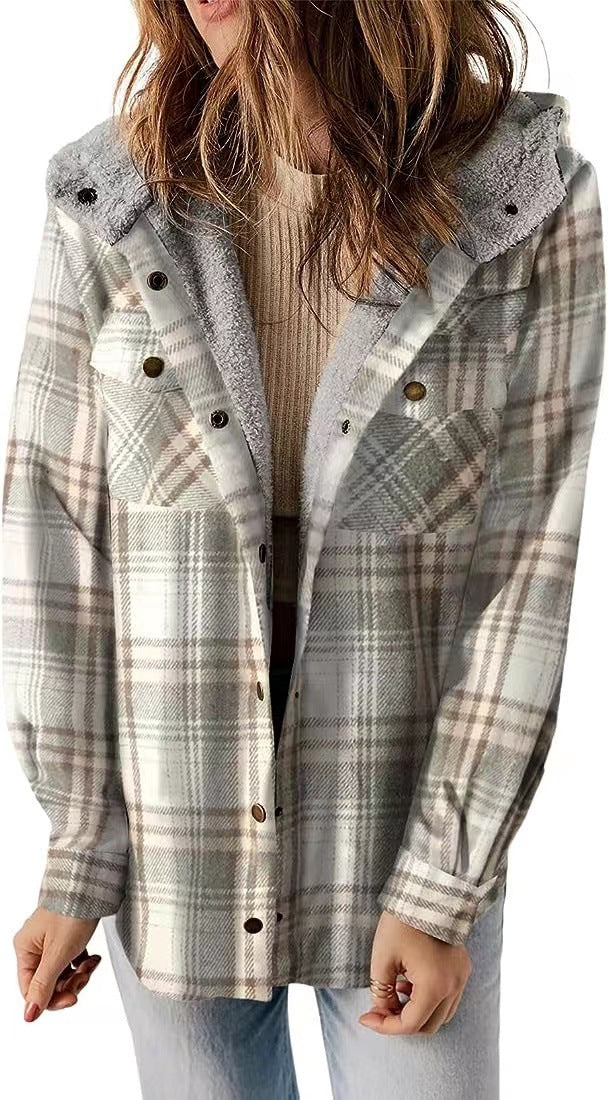 Women's - Coat - Wool Blend - Hooded Design & Thick Warm Lining