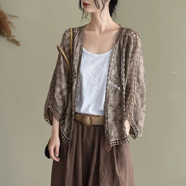 Short cotton cardigans with cut-outs