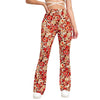 Women's Elastic Waist Floral Flared Trousers