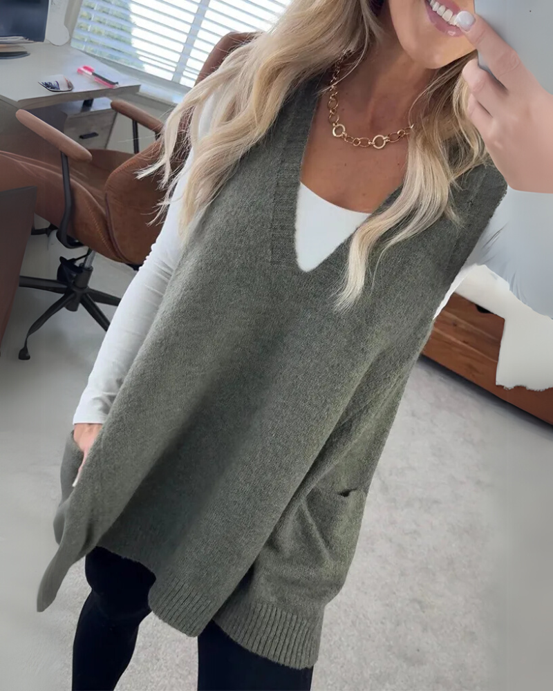 Women's - Cosy Knit Vest - Soft Fabric - Stylish Layering Essential for All Seasons