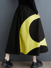 Irregular patchwork skirt in contrasting colour