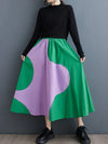 Irregular patchwork skirt in contrasting colour