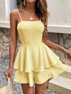 Women's - Elegant Backless Summer Dress - Spaghetti Straps, Multi-Layered Design - Perfect for Warm Weather
