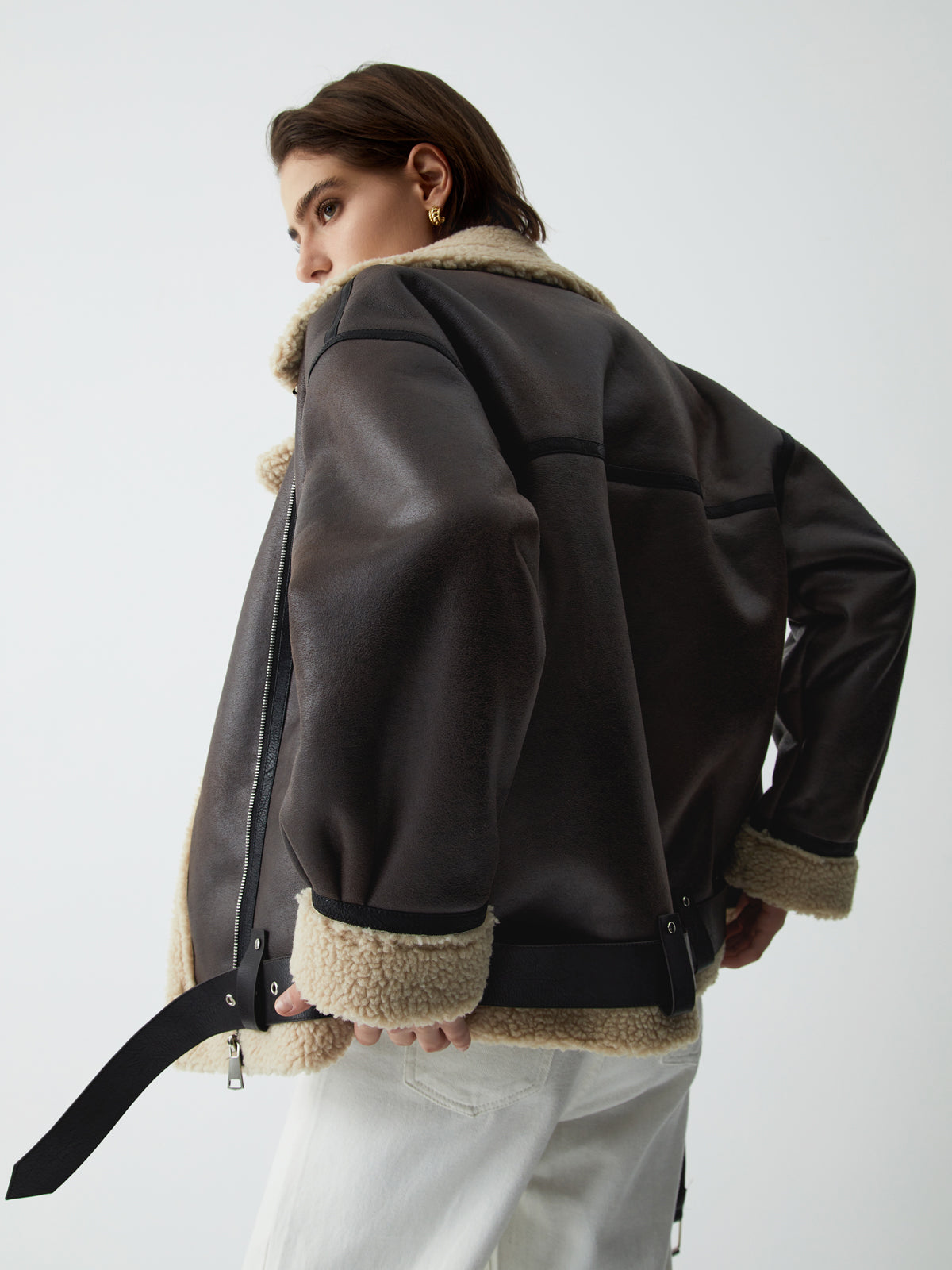 Women's - Classic Faux Fur Leather Jacket - Stylish & Cozy Outerwear