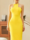 Party midi dress in yellow