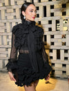 Trendsetter bowknot ruffled blouse in black