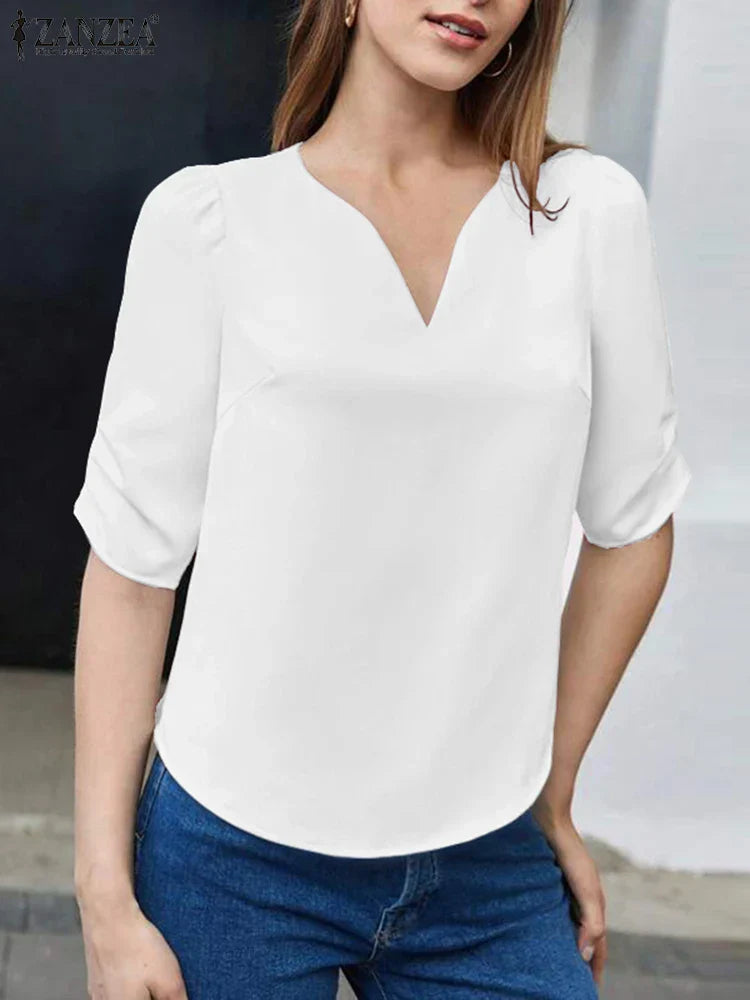 Elegant blouse with V-neck