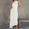 Dress with irregular pleats