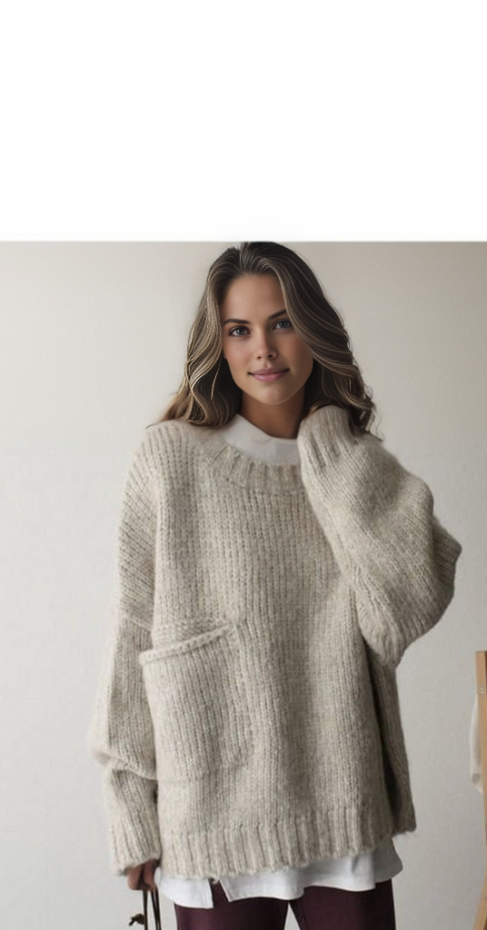 Oversized knitted jumper with pocket