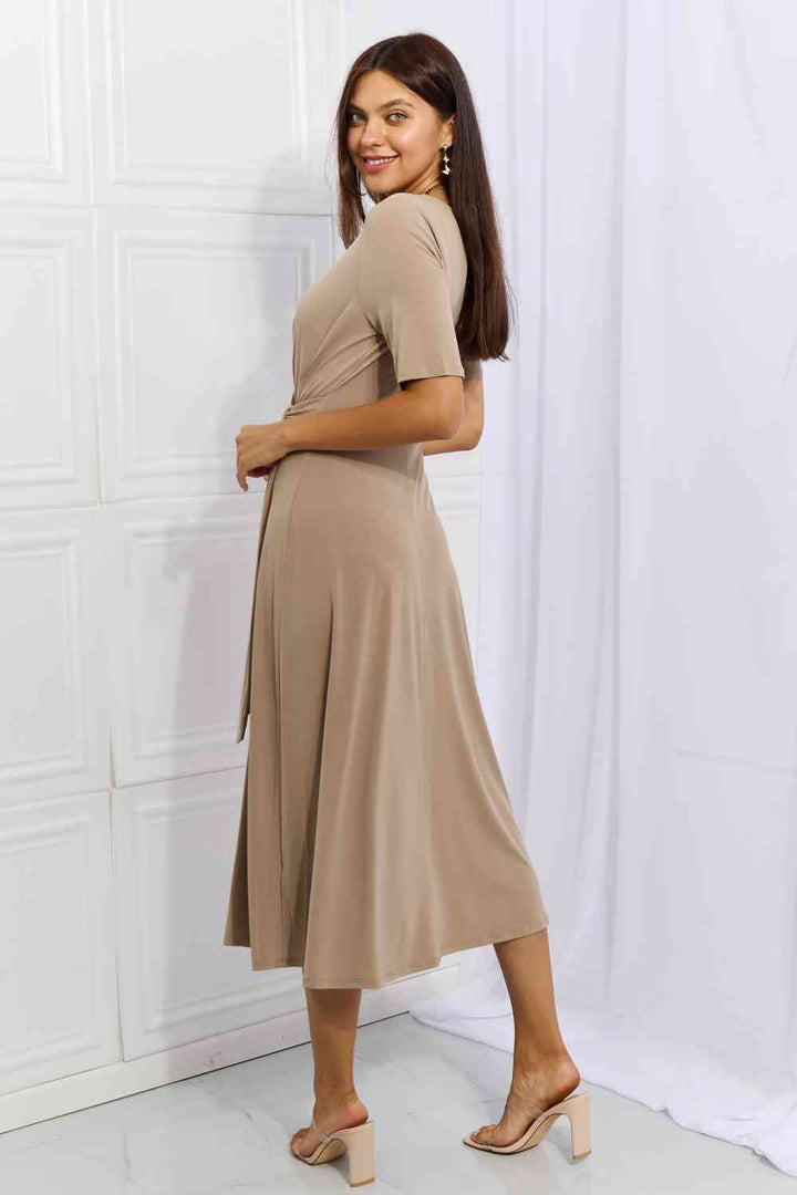 Wrap knit midi dress