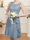 Women’s - Summer Dress - Pleated A-line with Lace Patchwork - Elegant Knee-Length Round Neck Style