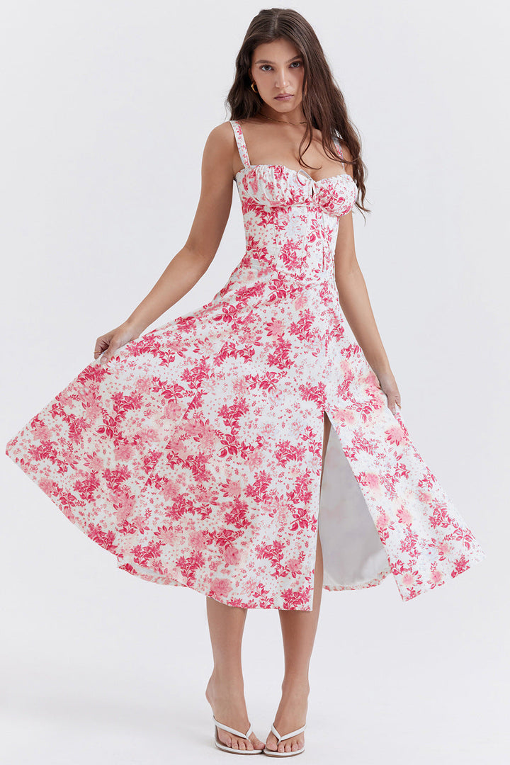 Timeless New Women Floral Print Dress with Straps