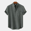 Men's linen shirt with short sleeves and lapels