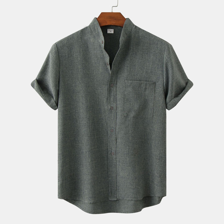 Davide - Men's linen shirt with short sleeves and lapels