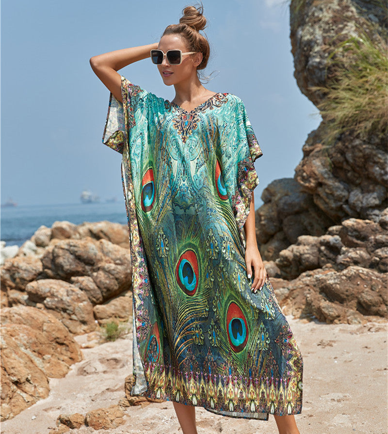 Glamourous Printed Beach Gown Type Cover up