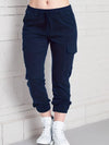 Casual women's trousers with drawstring in cargo style