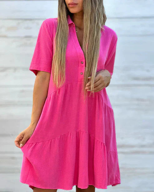 Women's - Comfortable Dress with Lapel - Stylish Design for Everyday Wear - Perfect for Any Occasion
