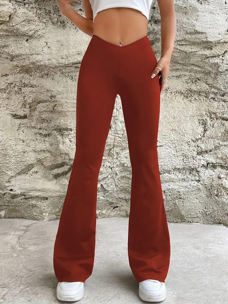 Elasticated slim trousers with high waist