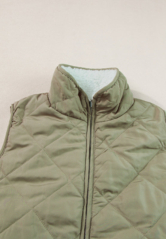 Women's - Cosy Fuzzy Zip-Up Vest Coat with Pockets - Warm and Stylish Outerwear