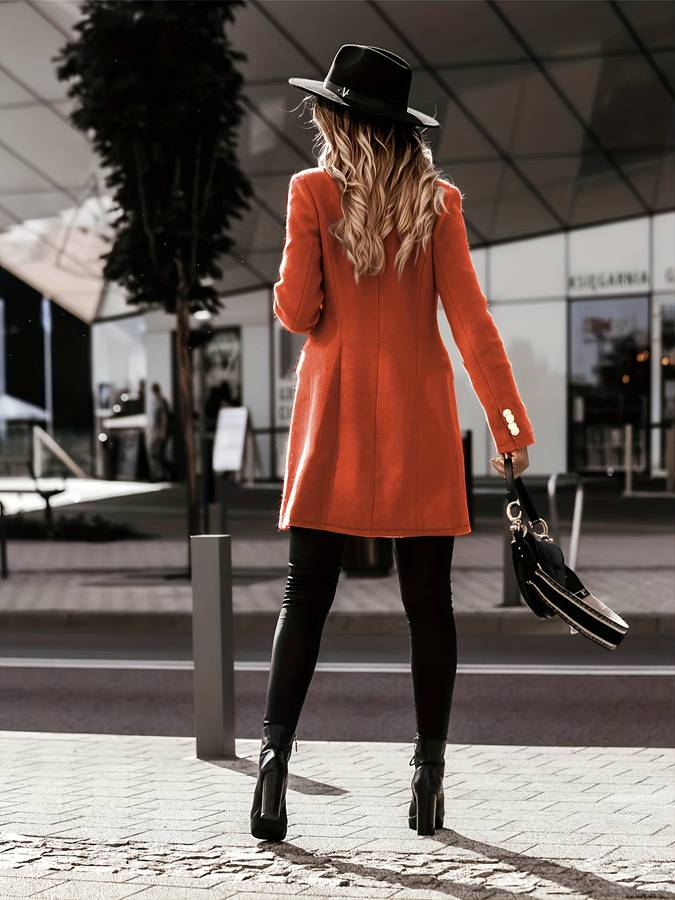 Women's - Tailored Winter Coat - Double-Breasted