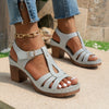 Women's - T-Strap Summer Stiletto Heels Sandals - Non-Slip Block Heel Shoes for Comfort and Style