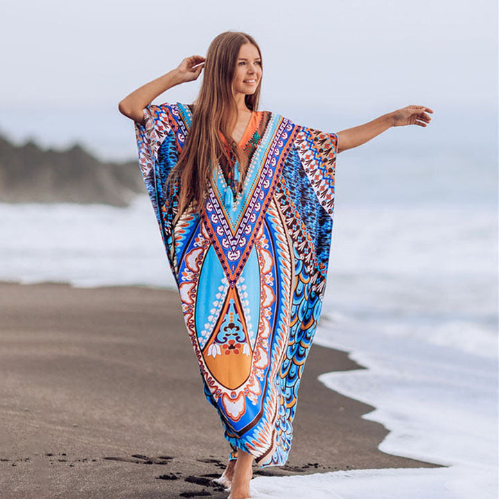 Glamorous Ethnic Print Beach Skirt Blouse Cover