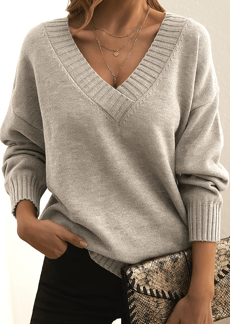 Women's - Stylish Soft Sweater - Cozy Knit Material for Everyday Wear