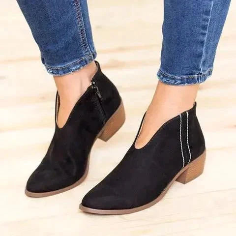 V-cut Zip-up Boots