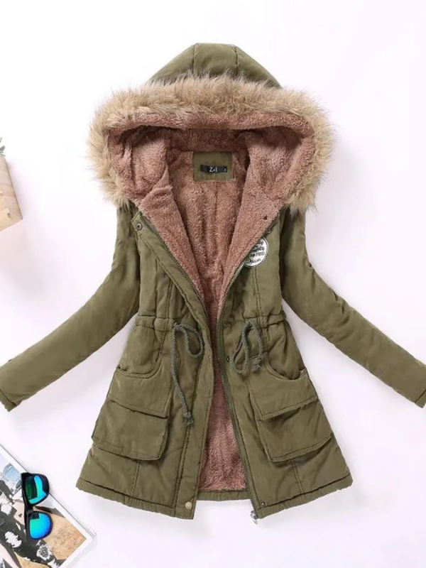 Slim-fit parka with hood, comfortable and fashionable